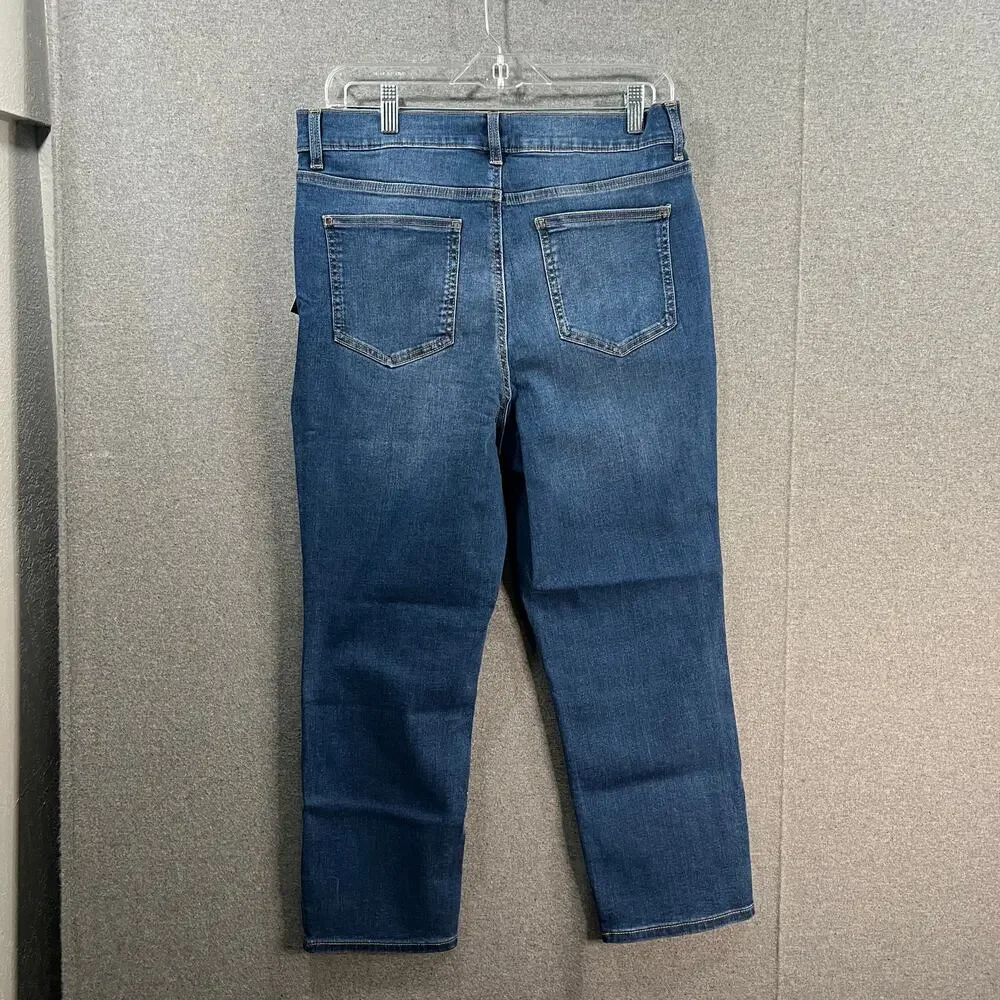 Encore by Idina Menzel Regular High Waisted Crop Jeans Indigo Medium Wash 10